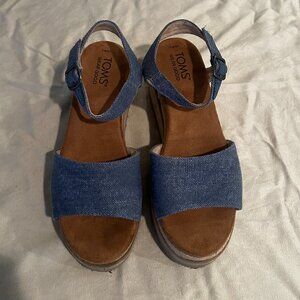 Toms Platform Denim Wedge Sandal